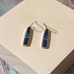 Vintage Cathy Webster Navajo sterling lapis lazuli fire opal earrings